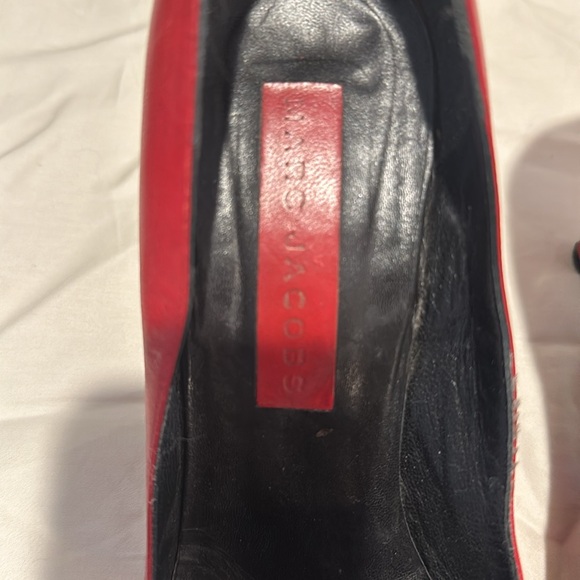Marc Jacobs Red Peep Toe Heels - Picture 2 of 6